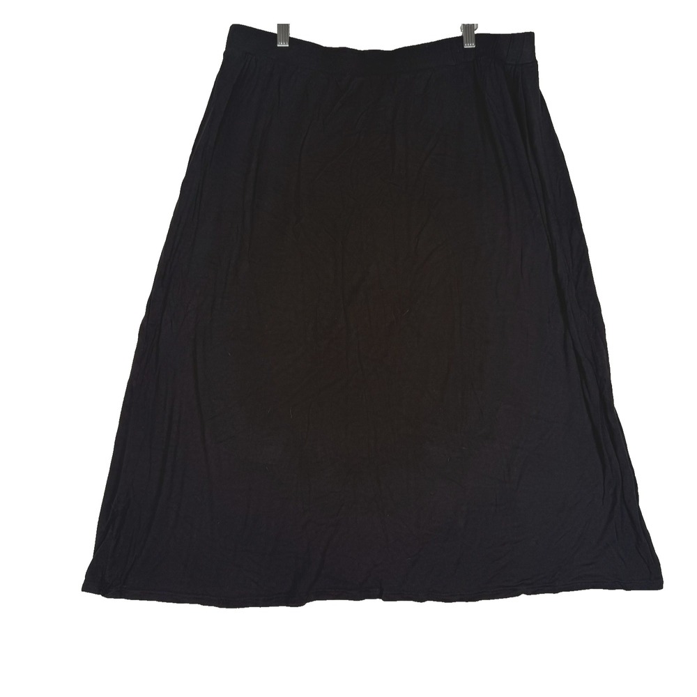 Dana Buchman Midi Skirt XL Black Knit Preppy Dark Academia Base‎ Capsule Stretch